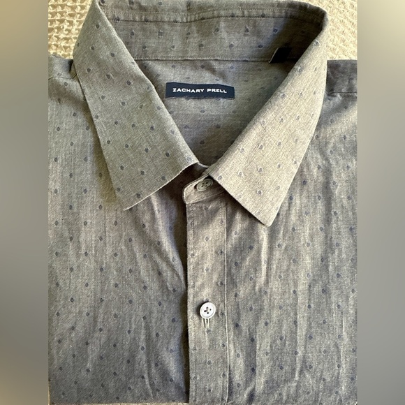 Zachary Prell Men’s XL Shirt Gray Polka Dot 100% Cotton Long Sleeve - Picture 1 of 10